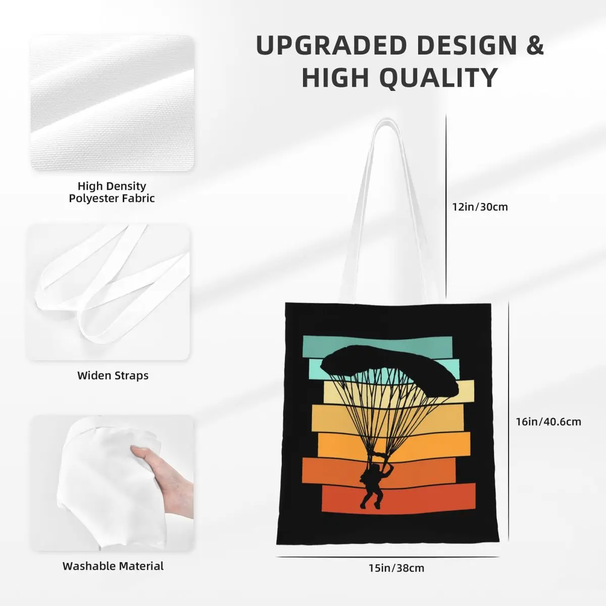 Paragliding Boodschappentassen Dames Canvas De draagtas Opvouwbare dames schoudertas Reishandtas