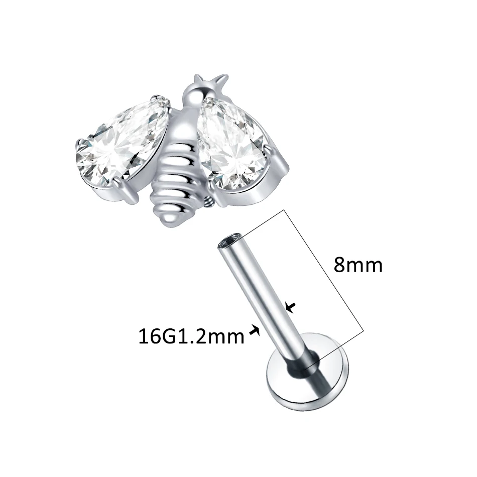 1PC ASTM F136 Titanium CZ Star Flower Spider Flat Back Stud Earring Helix Cartilage Monroe Medusa Tragus Piercing Nose Jewelry