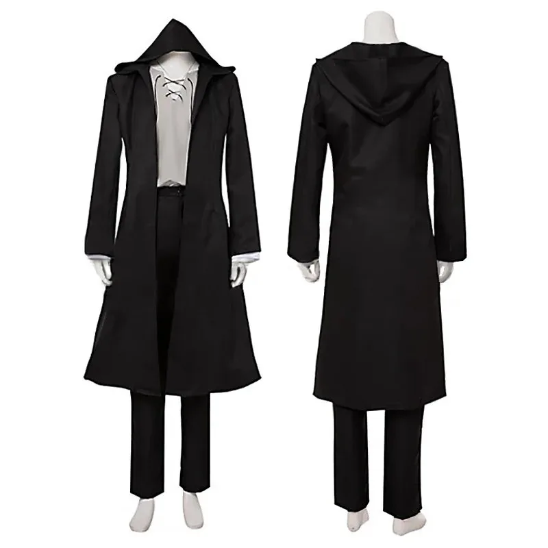 예거 애니메이션 타이탄 의상 가발 코스프레 에렌 예거 블랙 후드 트렌치 티셔츠 바지 할로윈 의상 sk;m1