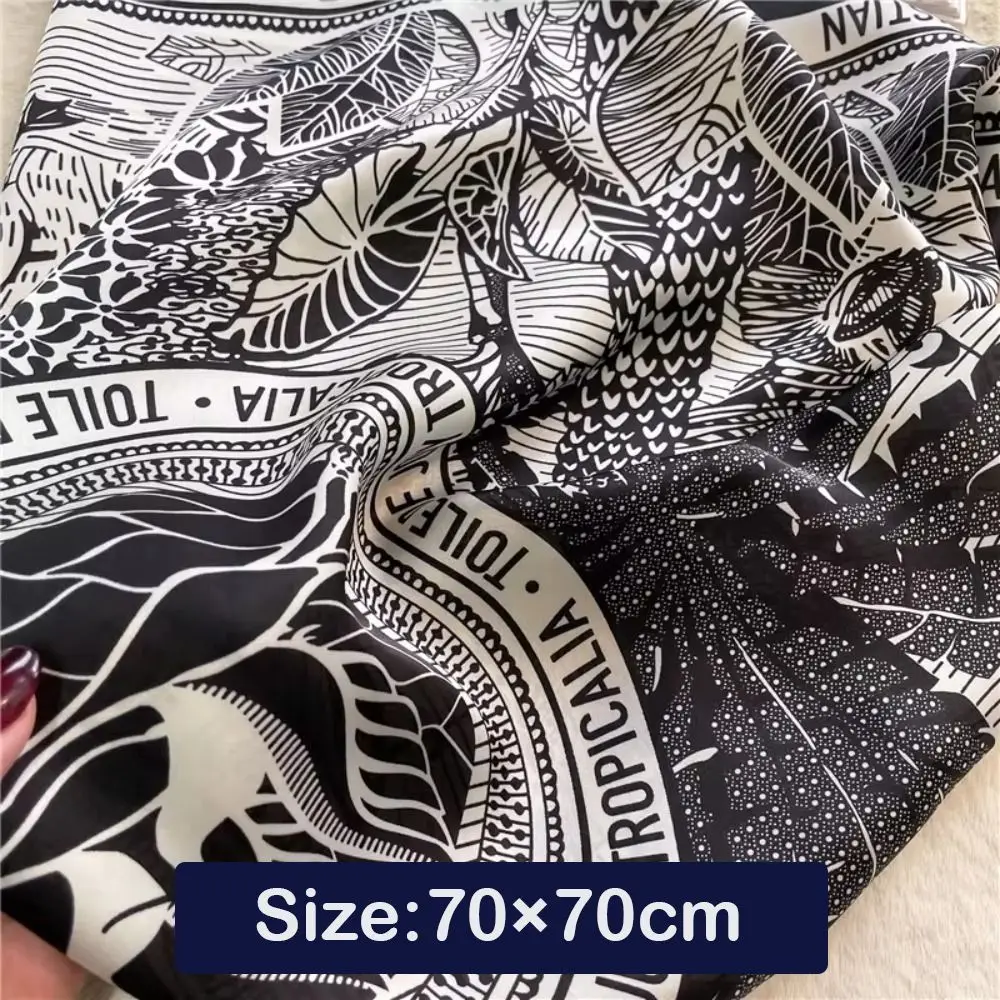 Casual Silk Feeling Women's Print Scarf 70×70cm Lightweight Hijab Shawl