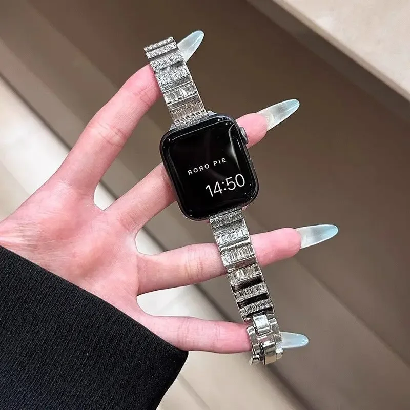

Square diamond inlay compatible with 38/40/41/42/44/45/46/49mm compatible with Apple Watch strap Ultra/Se10/9/8/7/6/5/4/3/2/1