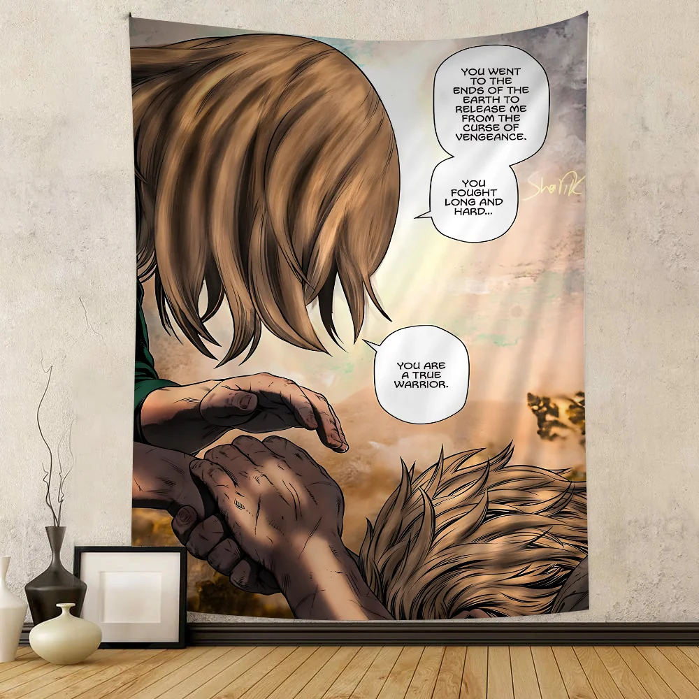 

Японский Манга V-Vinland Saga с принтом, большой настенный гобелен, художественная научная фантастика, домашний декор, одеяло