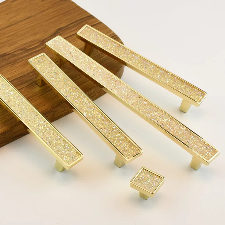 Gold Crystal Diamond Furniture Handle Door Wardrobe Kitchen Storage Cabinet Pulls DresserDrawer Knobs Cupboard Fittings Hardware