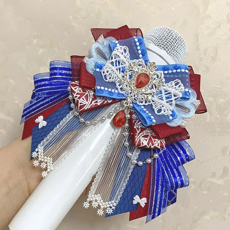 Pure Handmade Lolita Bowtie Crystal Ribbon Jewelry Accessories Gifts Women's Dress Shirts Sweater Pins Concert Hand Lamp Bowkont