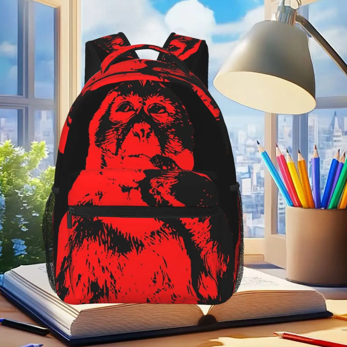 I Do Not Think Therefore I Do Not Am Monkey Meme Backpack Student Boys Girls BookBag Kids School Bag Shoulder Bags for Men Women
