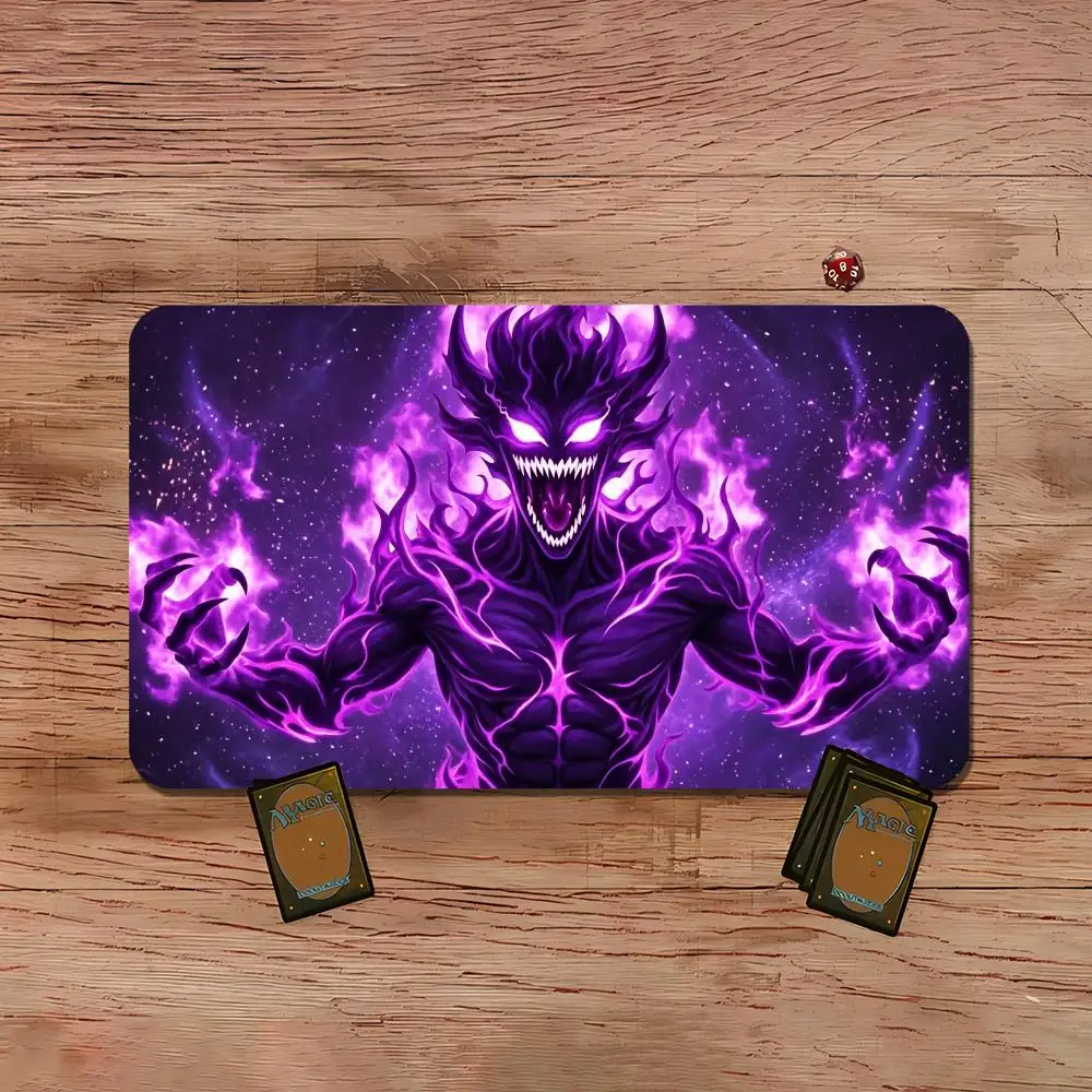 Playmat TCG Playmat Cosmic Dark Purple Demon Mouse Mat Anti-Slip Durable Stitched Edge 35X60CM Desk Mat Magic Card Battle Mat