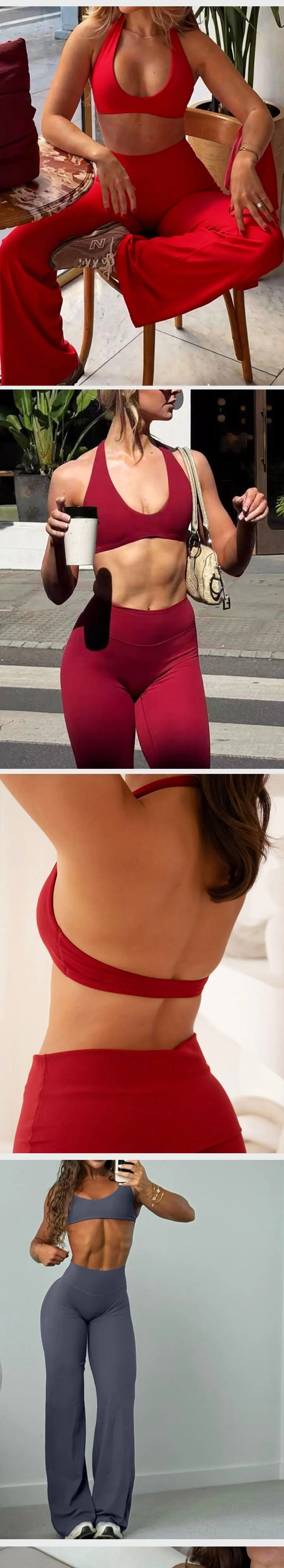 Soft Motion Halter-Top Damen Sport-BH Gym-Top Neckholder-Unterwäsche Fitnesskleidung Damen Gym-Bekleidung – Detail 3