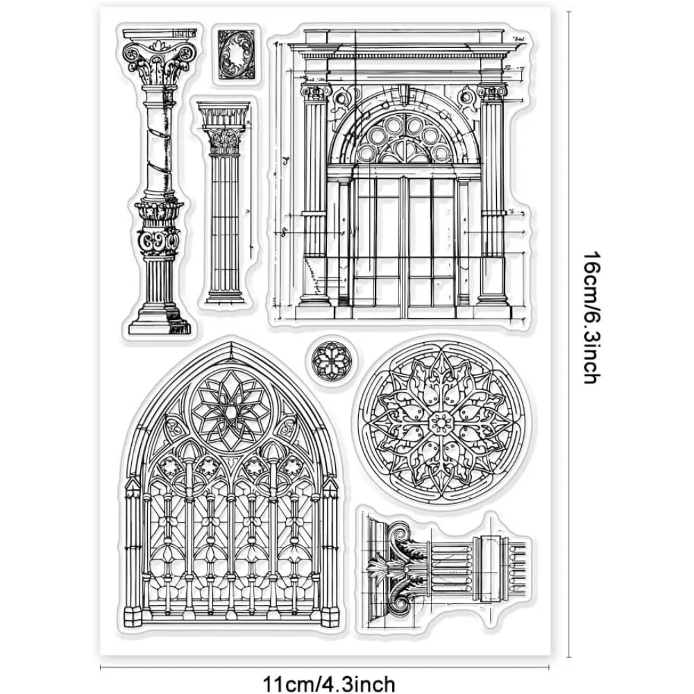 خمر المعماري واضح Stamps ويندوز خلفية سيليكون واضح ختم الأختام أعمدة طوابع شفافة DIY بها بنفسك سكرابوكينغ