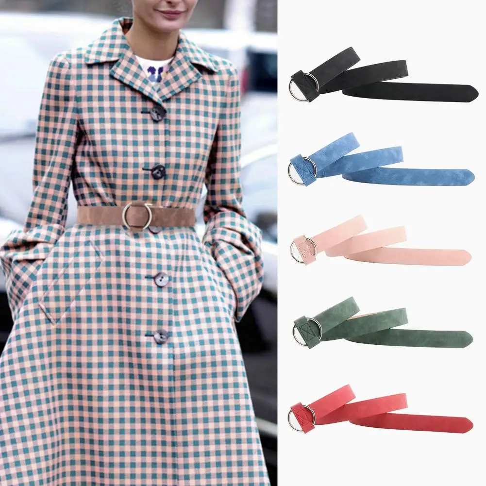 

Women Dress Waist Belt Polished Metal Buckle Retro Faux Leather Waistband Clothing Accessories