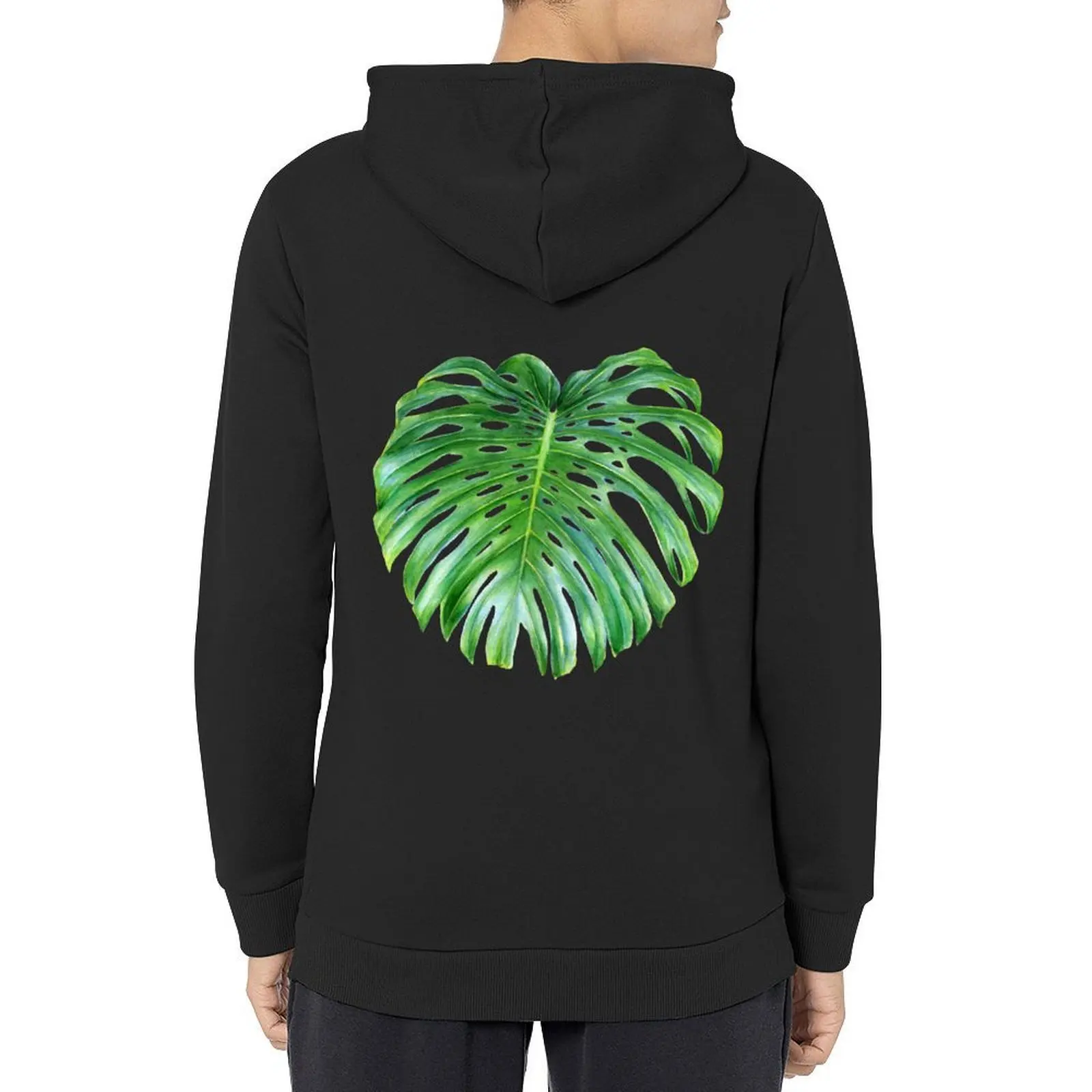 

Green tropical leaves VI Hoodie mens clothing men's sweat-shirt set autumn male clothes anime hoodie