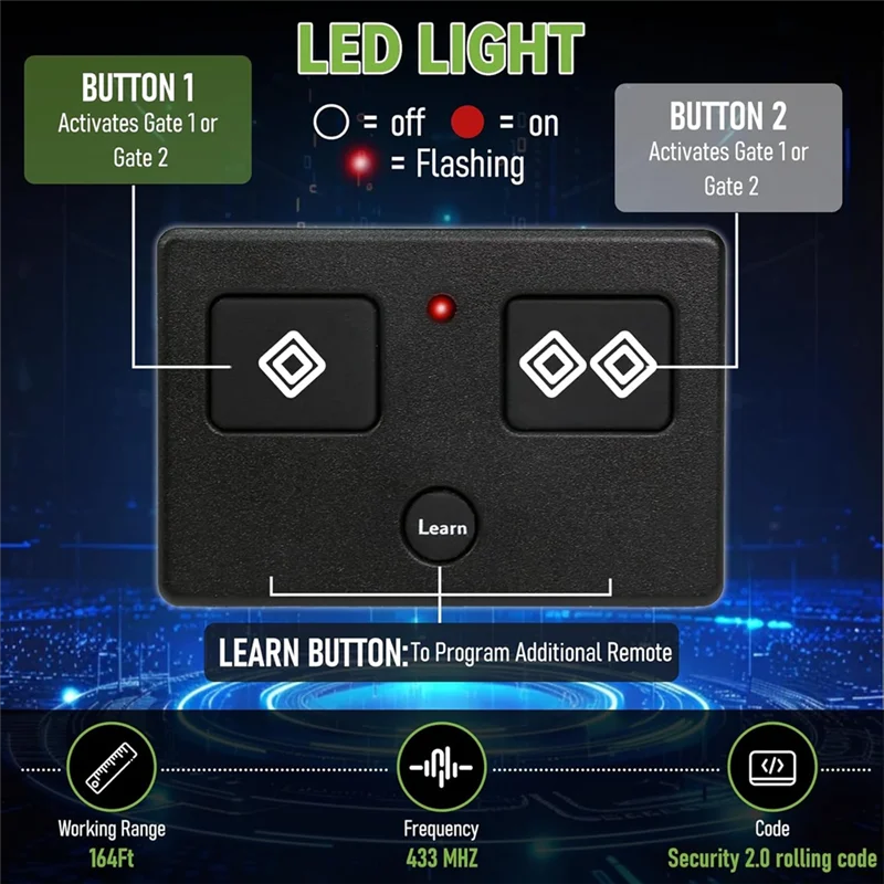 BNVN-For Ghost Controls 3-Button Remote Transmitter For Ghost Gate Opener Remote For Ghost Gate Opener Accessories