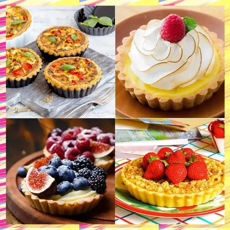 

ABJJ 4 шт. 4 дюйма/10 см мини-формы для кексов для кексов с антипригарным покрытием, форма для пирога Quiche Flan, съемная форма с свободным дном, круглая форма для выпечки, прочная