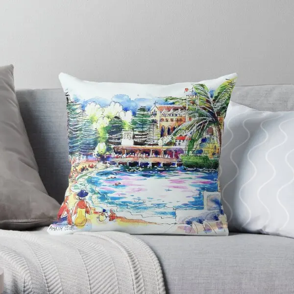 

Manly Cove To The Wharf Printing Throw Pillow Cover Cushion Soft Fashion Throw Decorative Car Pillows not include One Side