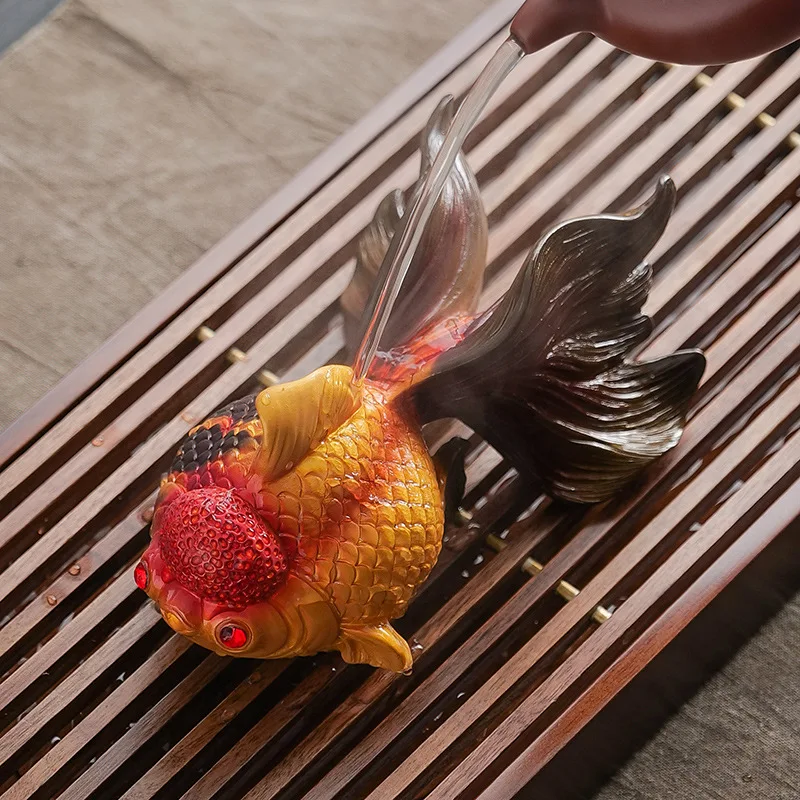 Tea Table Decoration Color Changing Gold Carp Tea Pet Ornaments Tea Ceremony Accessories