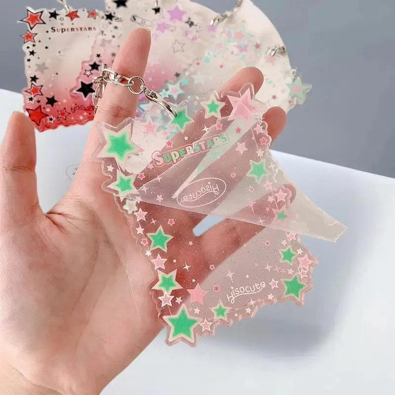 

Girl's Mesmerizing Star Photocard Case; PVC Material, Great for Idol Photo Display, Card and Keychain Storage