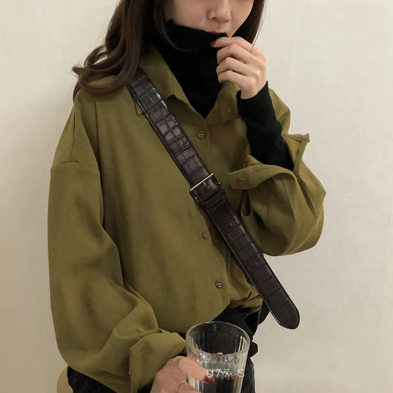 Women Korean Fashion Vintage Casual Streetwear Shirts 2024 Spring Autumn Simple Loose Tunic Blouse Female Solid Long Sleeve Tops