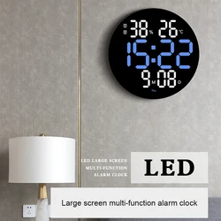 ABS Wall Clock Replacement Round Battery Powered Home Gym Digital LED Clocks Alarms Thermometer Humidity Meter Accessory