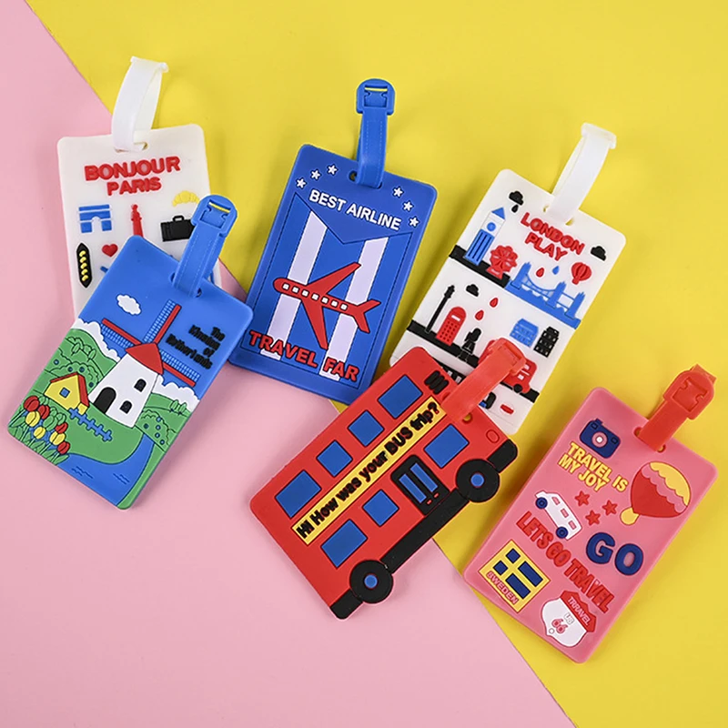 PVC Luggage Tag Soft Silicone Cartoon Boarding Tag Creative Baggage Suitcase ID Addres Holder Boarding Tag Portable Flight Label