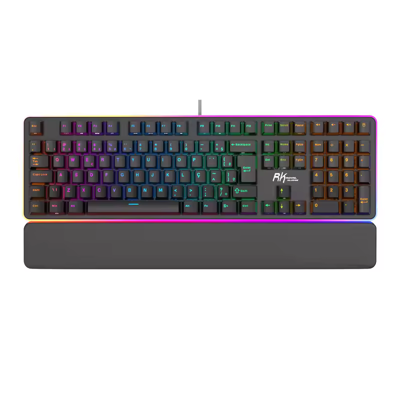 RK ROYAL KLUDGE RK918 Brazilian Portuguese Mechanical Keyboard 108 Keys RGB Backlight Gaming Keyboards with Side Lamp Hand Rest - Image 7