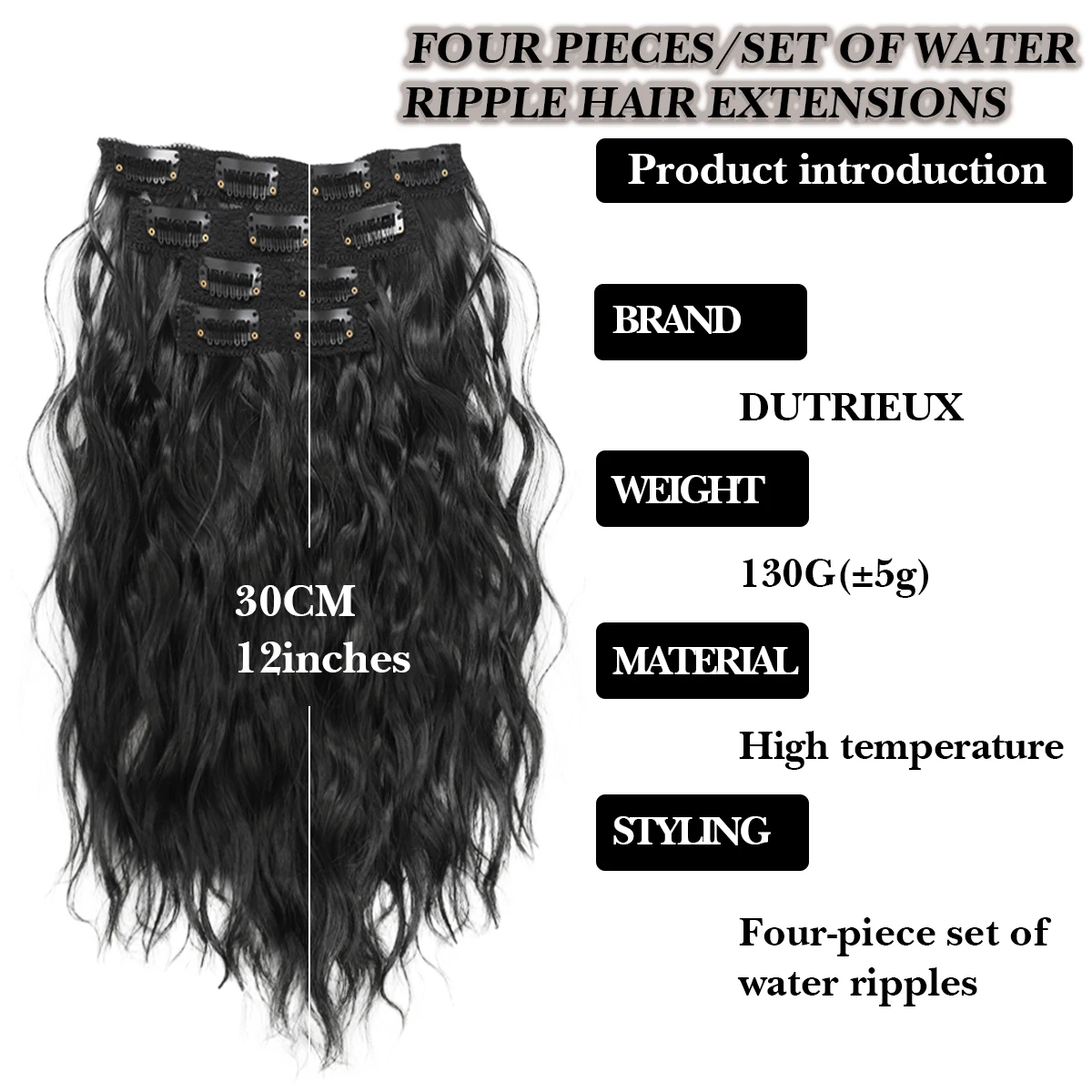 4-piece Set Synthetic Water Ripple Hair Extension Clip In Woman\'s Hair Soft Natural Curly Fashion Hair Accessories