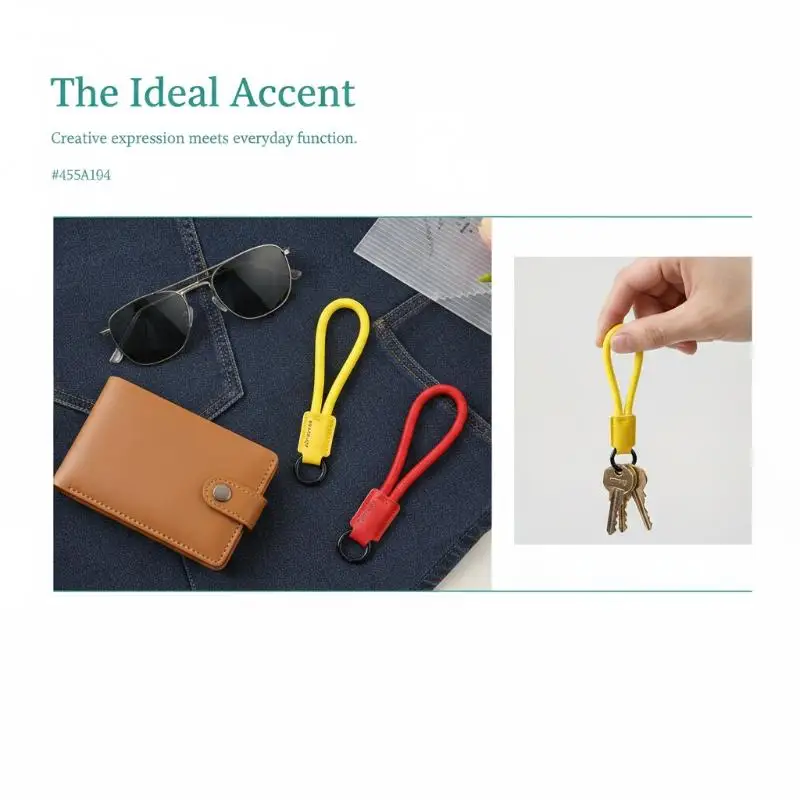 Buntes Nylon-Handgelenk-Schlüsselband mit Mini-PU-Leder-Schlüsselanhänger, tragbarer Handgelenkriemen für Schlüssel, Taschen und Anhänger-Dekoration – Detail 6
