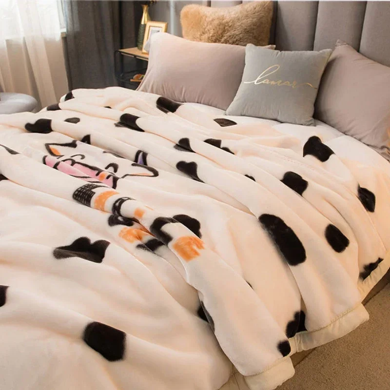 

2-layer Thick Blanket Winter Warm Plush Quilt Washable Travel Four Season Universal Soft and Comfortable Coral Fleece Bed Sheet