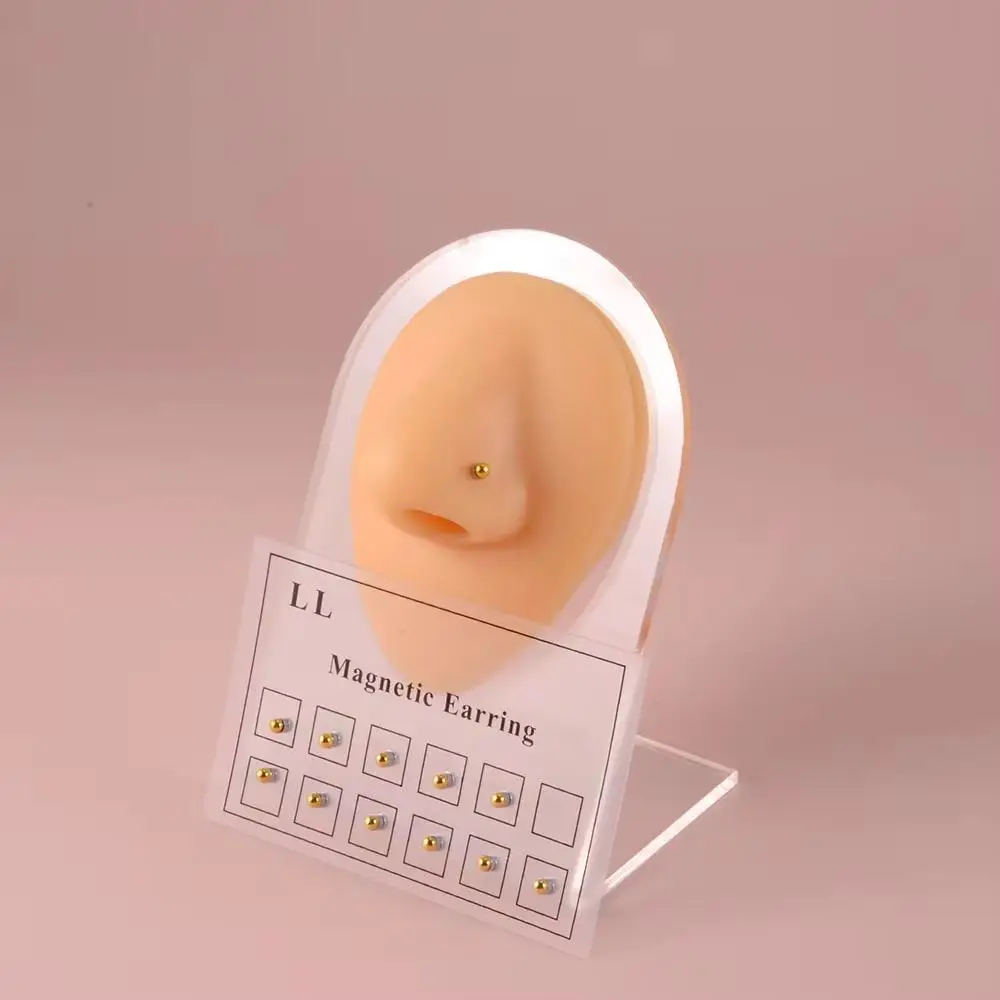 12PCS Card Fake Cheater Shiny Non Pierced Magnet Ear Tragus Cartilage Lip Labret Stud Nose Ring Body Jewelry Magnetic Earring