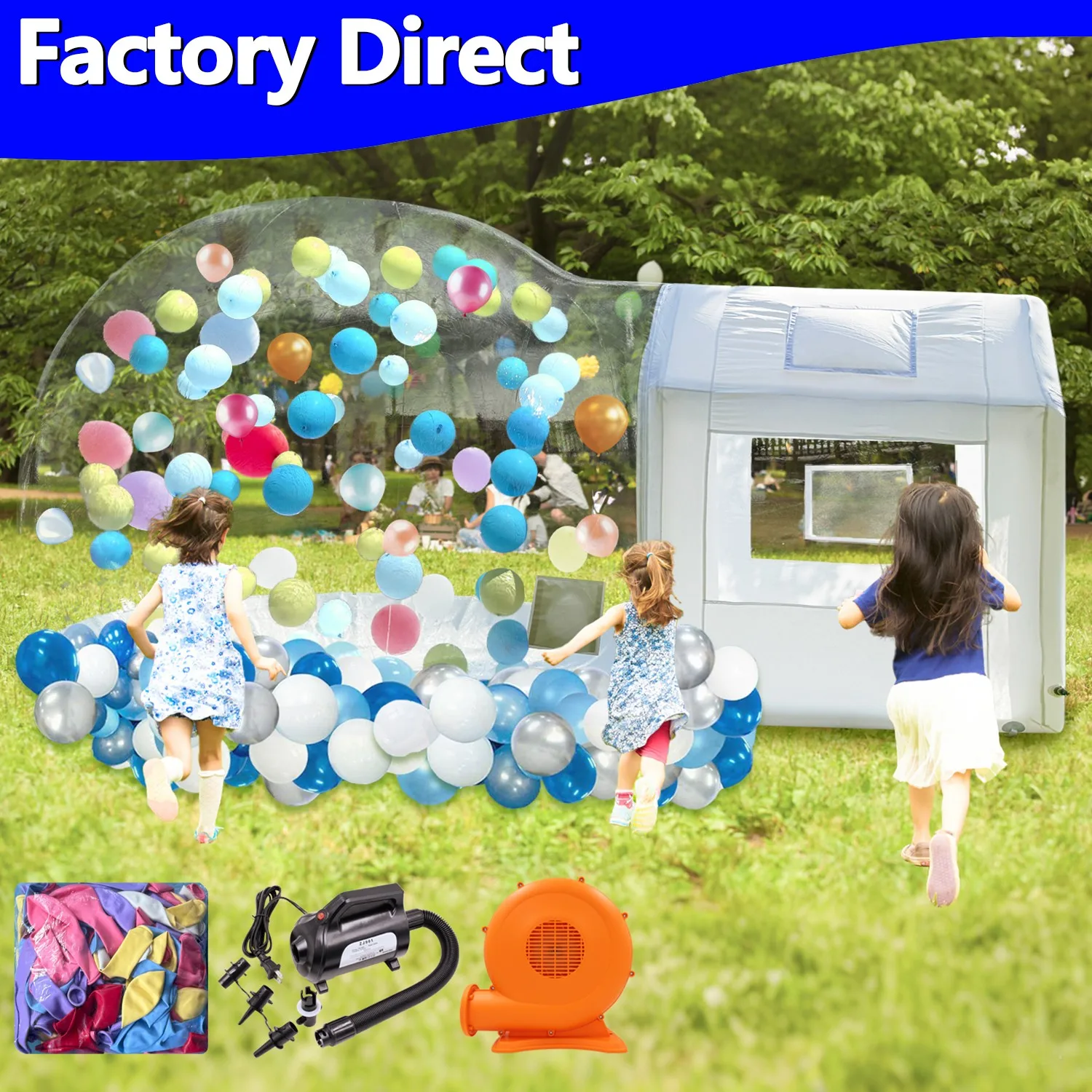 

Надувной купол-шатер 3 м для детских праздников, мероприятий на открытом воздухе, надувной игровой домик для двора, большой прозрачный воздушный купол