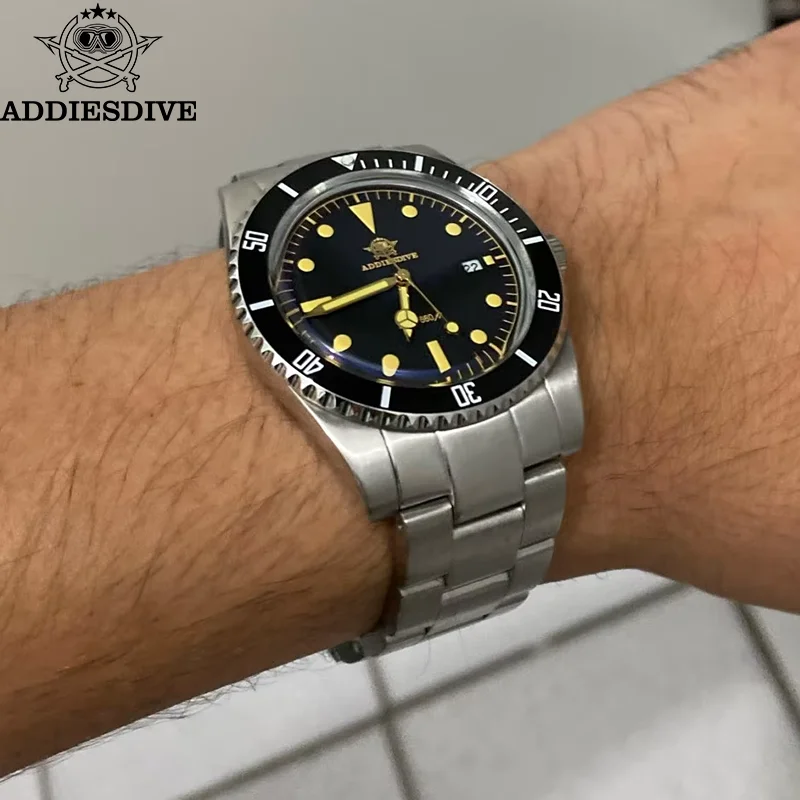 ADDIESDIVE Quartz Watches For Men C3 Luminous Bubble Mirror Glass 39mm Ceramic Bezel Wristwatch 200m Waterproof Diver Watch
