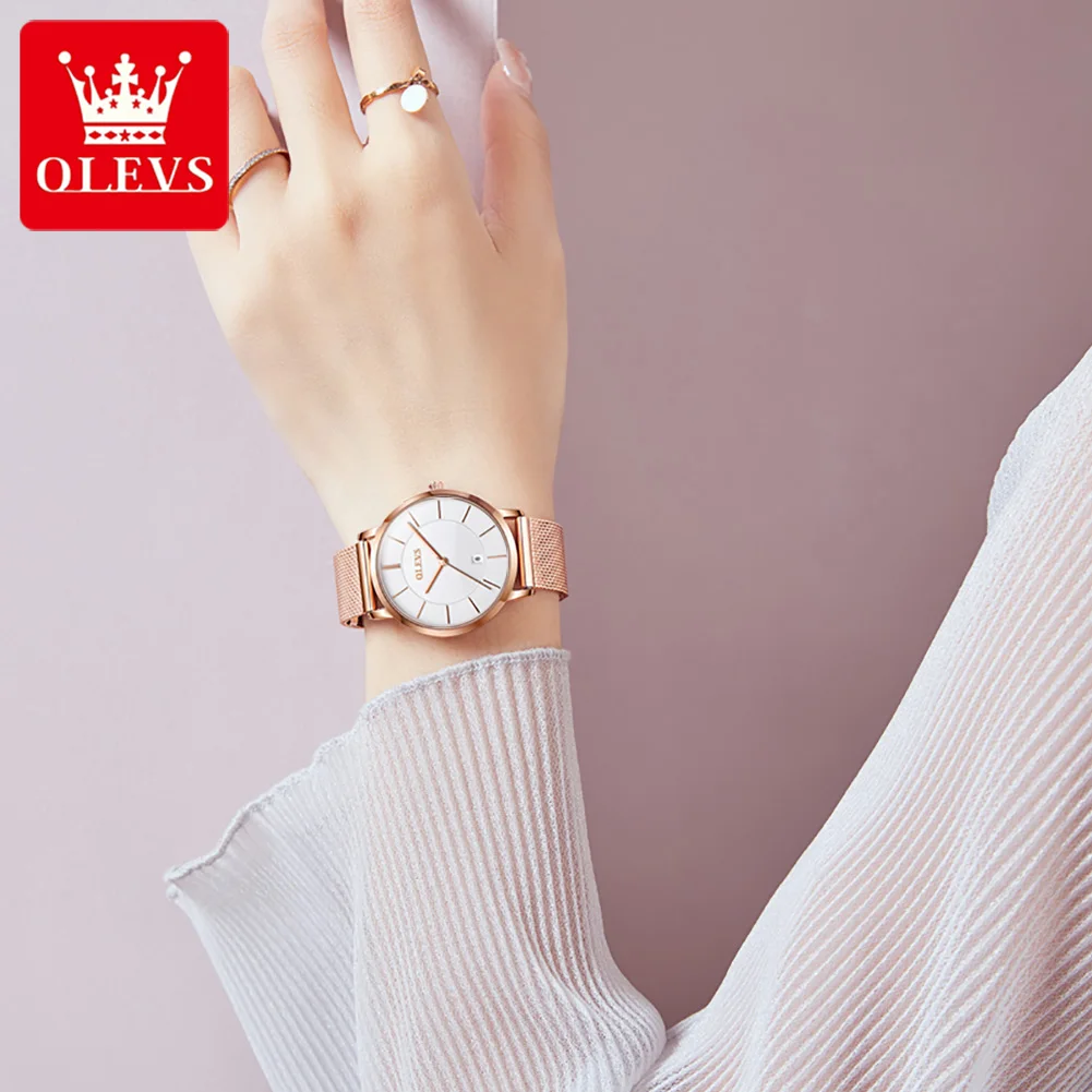 OLEVS 5869 Ultra thin Women\'s Quartz Watch High quality Rose Gold Stainless Steel Waterproof Watch Top Luxury Brand Women Watch