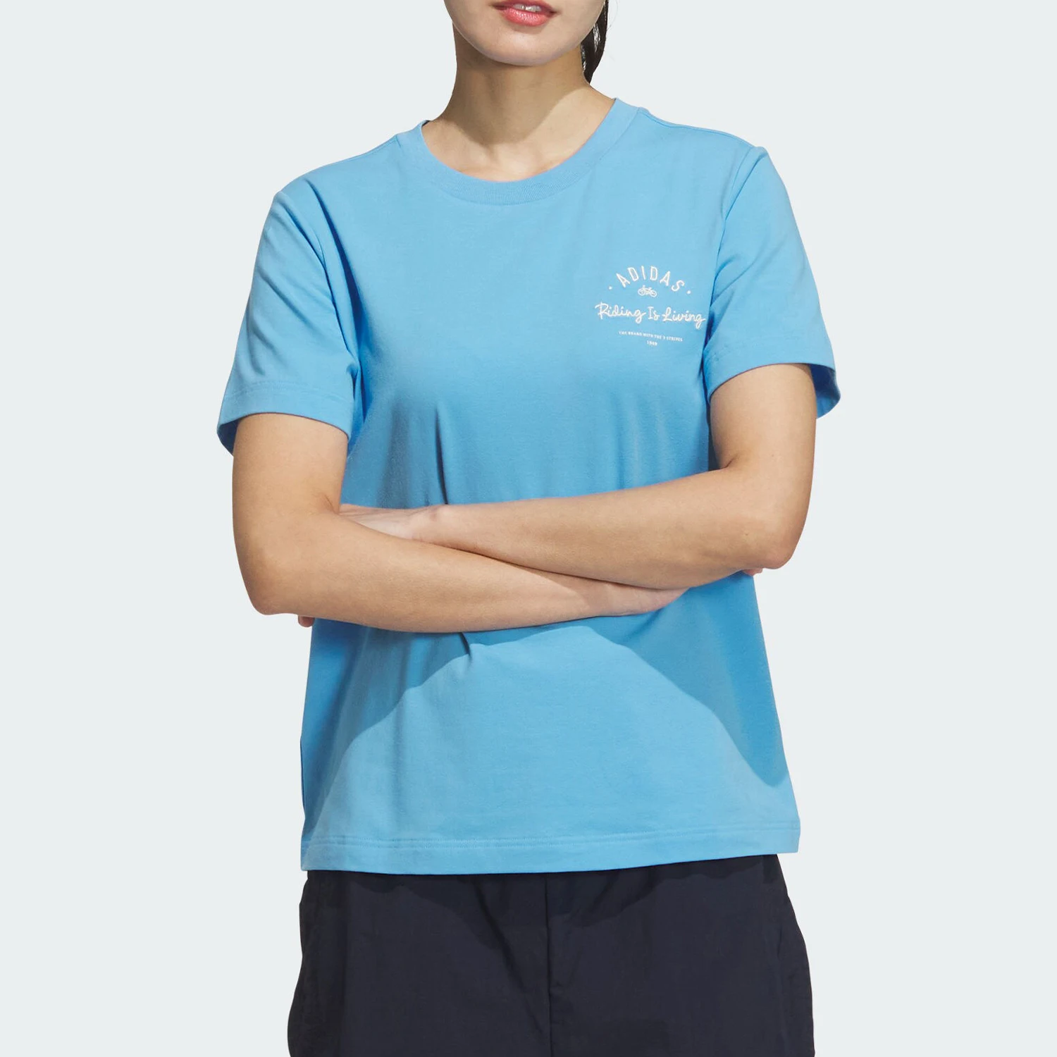 

Adidas Official Authentic 2024 New Women's Embroidered Round Neck Breathable Short Sleeve T-shirt JN7770