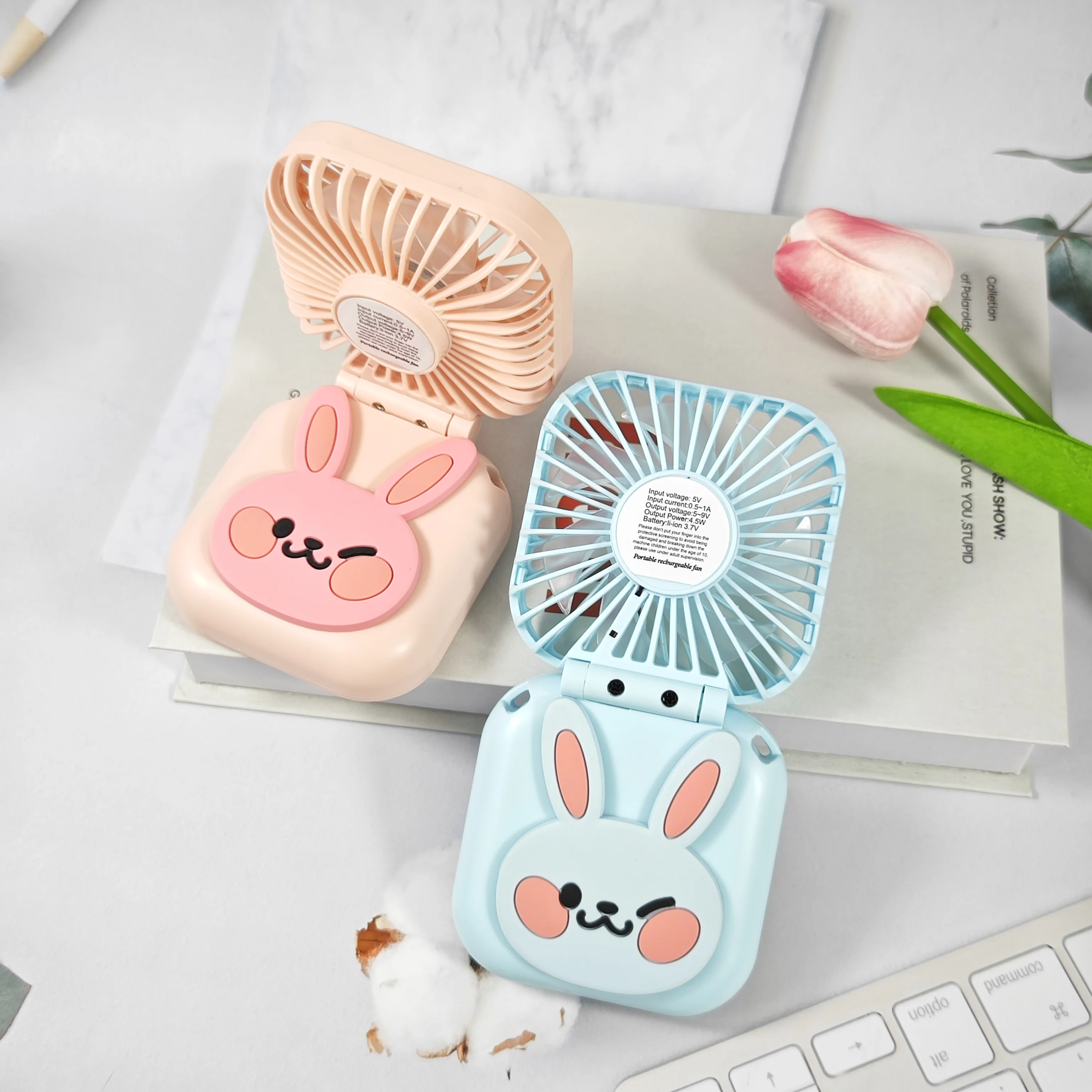 Portable USB Rechargeable Foldable Mini Fan Handheld Desktop Fan with Neck-Hanging Feature for Outdoor Use