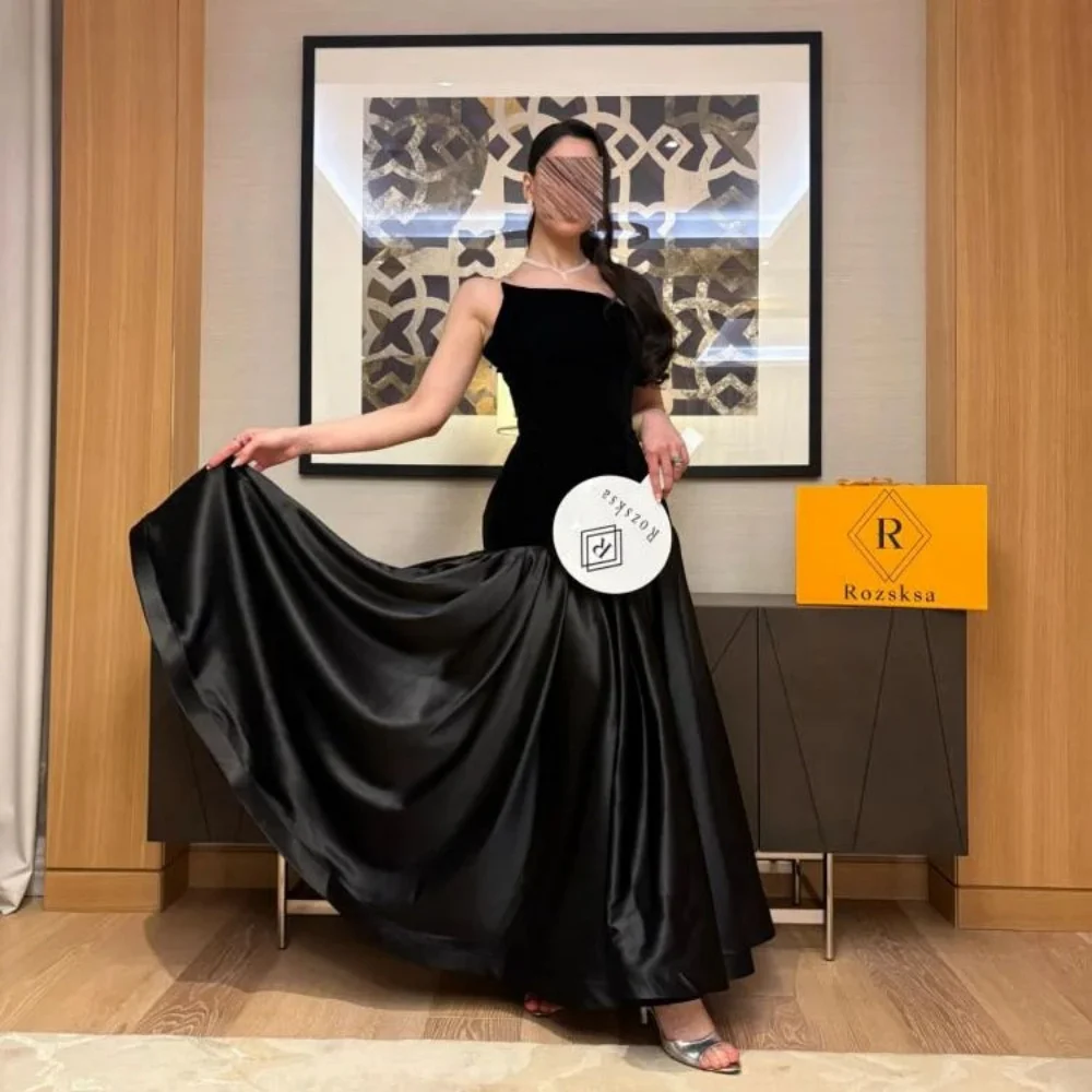 

Customized Mermaid Evening Dress Gorgeous Satin Prom Dresses Ruffles Formal Occasion Shining Strapless Party Gown Robe Soiree