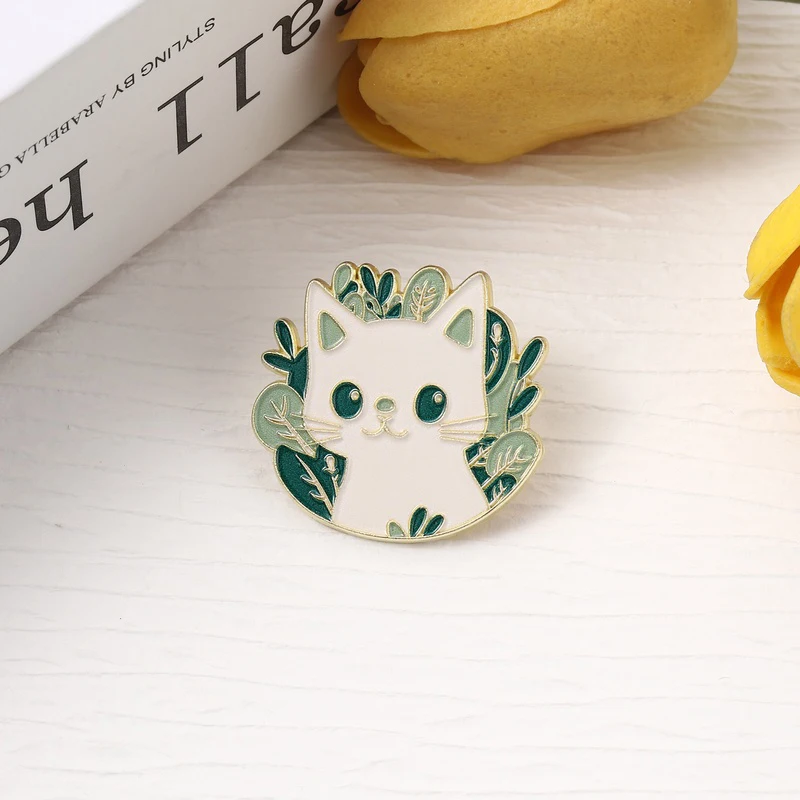Glücksausschmung Katzen-Kollektion: Emaille-Pins, Anime-Katzenmädchen, Zaubertrank, Schwarze Katze, Elfenkatze & Blumen-Broschen, Rucksack- und Revers-Pins – Detail 15