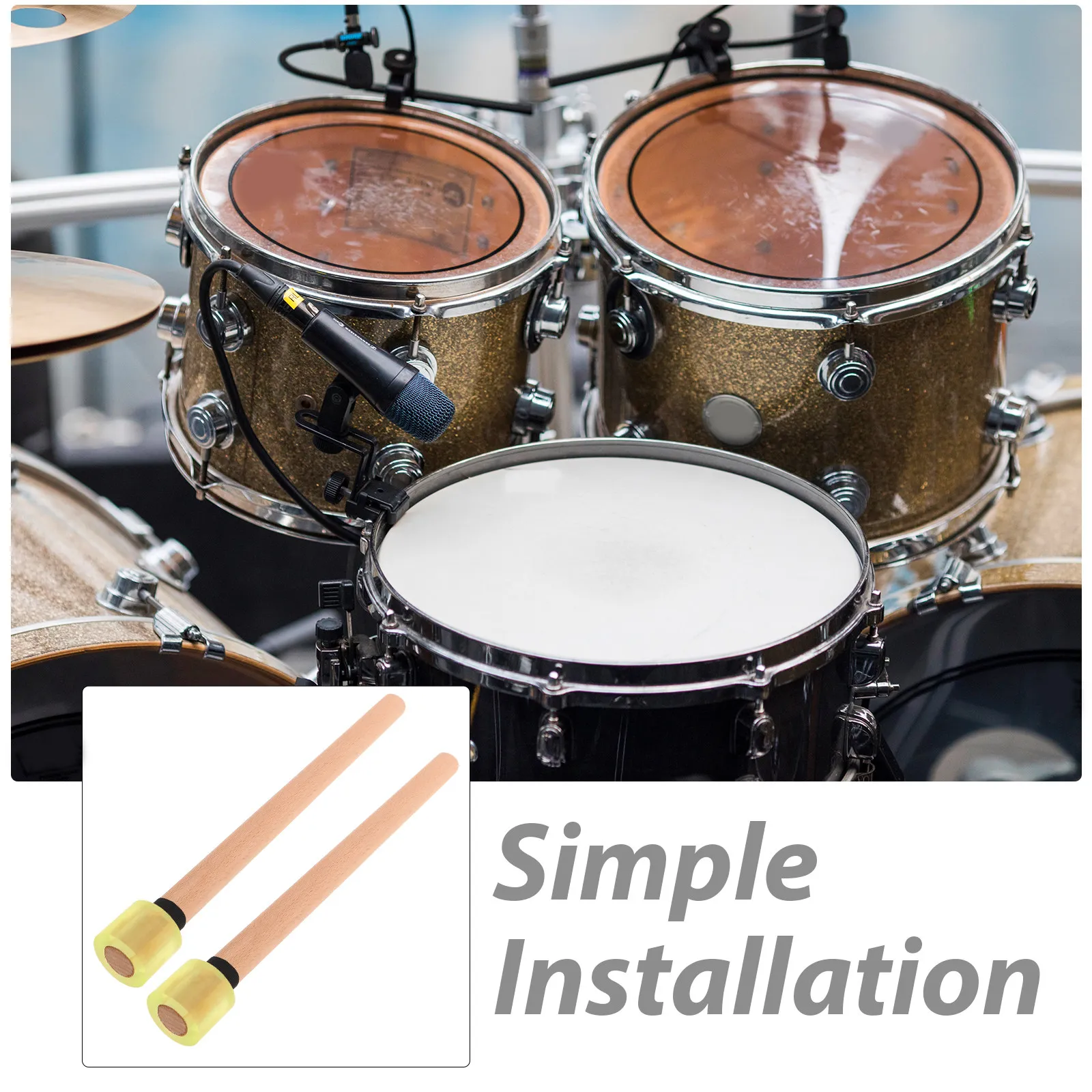 

1Pair Silent Rubber Tip Drumsticks Wooden Noise Cancelling Practice Drum Mallets for Beginners Students Jazz Drummers