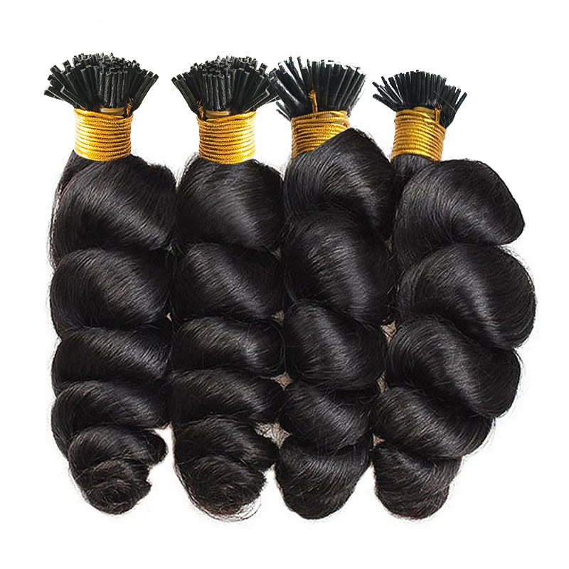 Loose Wave I Tip Hair Extensions Natural Balck Real Human Fusion Hair Extensions 50pcs/ Set Keratin Capsule Brown Color 30 Inch