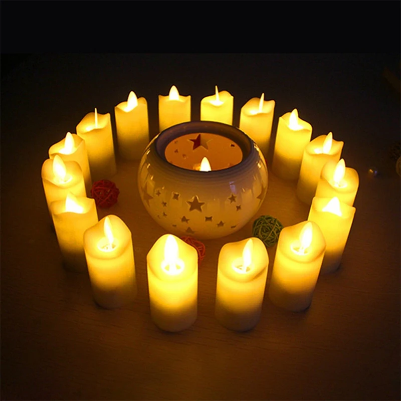 12Pcs Rechargeable Flameless Candles Realistic Warm LED Cordless Candles Candle Lights with Flickering Flame-EU PLUG