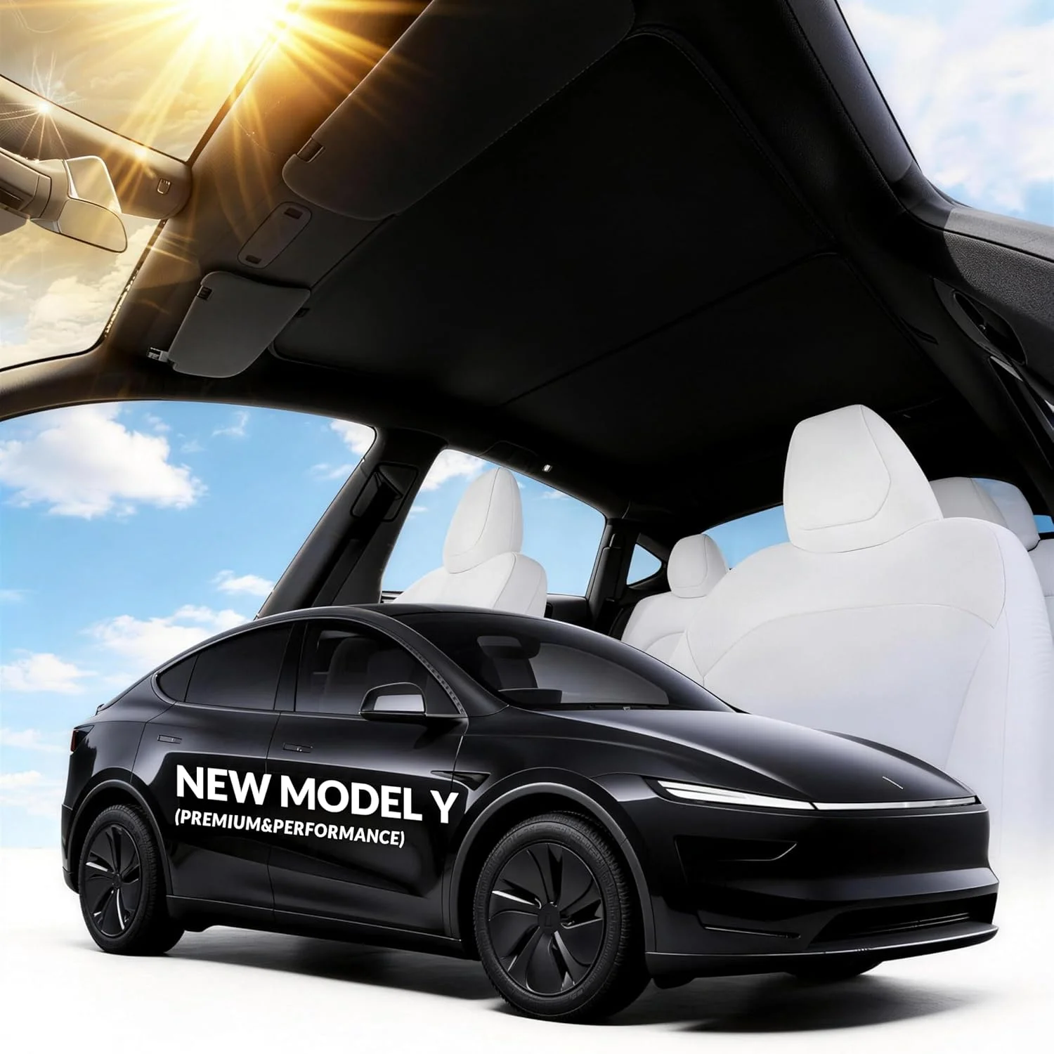 Suitable for Tesla Model Y Roof Sunshade (2026 – 2025 New Model Y) – Full Blackout (No Light Transmission), Cools the Cabin, Enhances Uv Protection, No Sagging – Black