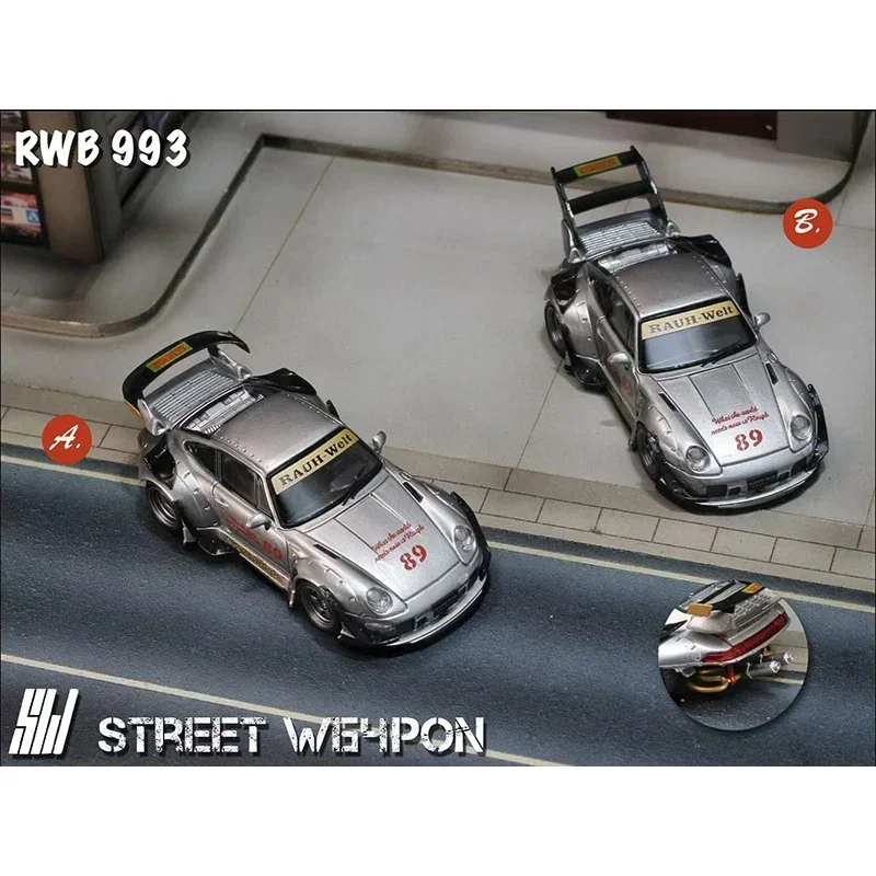 Предпродажа SW 1:64 RWB 993, небесная двойная выхлопная гусеница, литая под давлением диорама, модель автомобиля, игрушечное уличное оружие