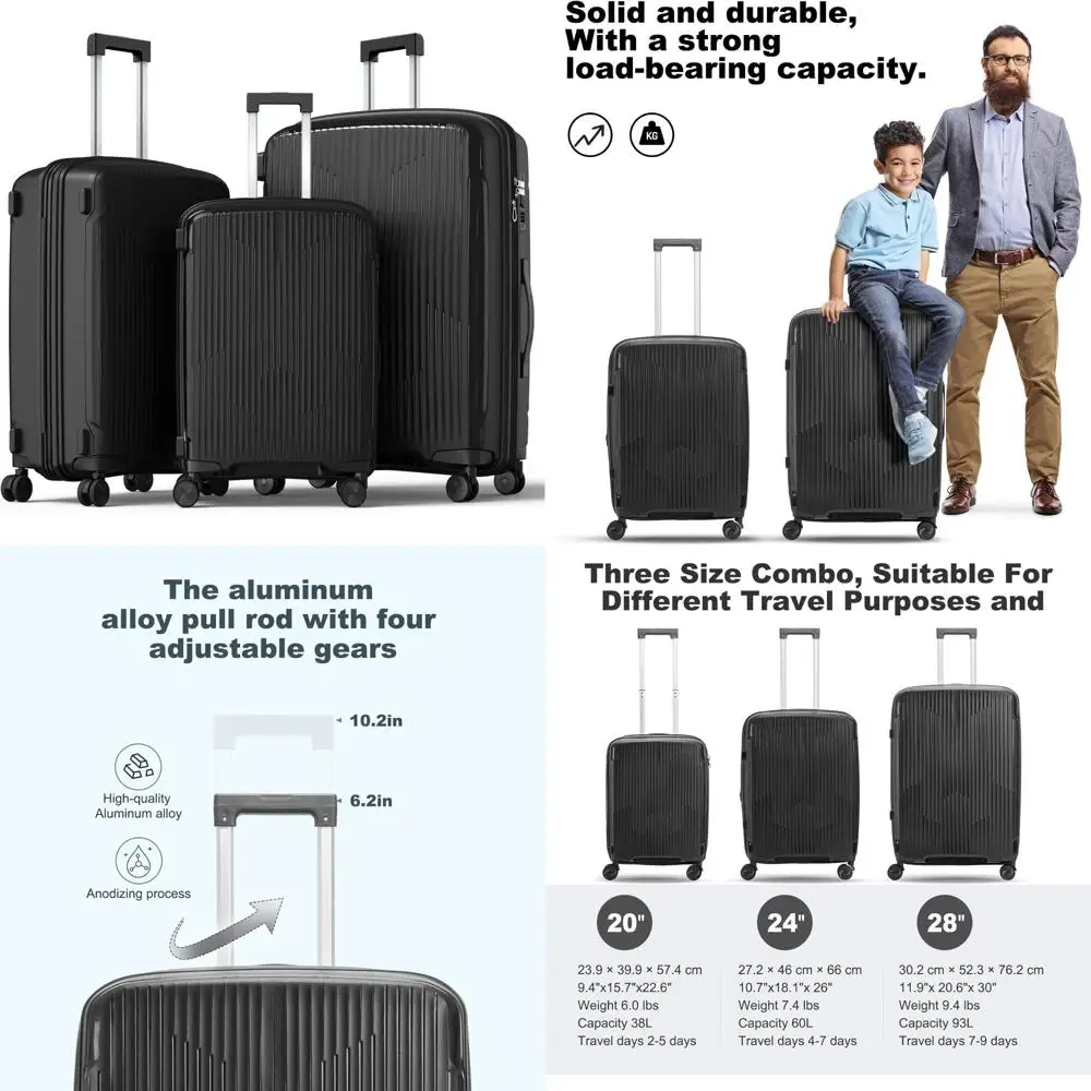 

3-piece hardshell luggage set: 20" carry-on, 24", 28" suitcases
