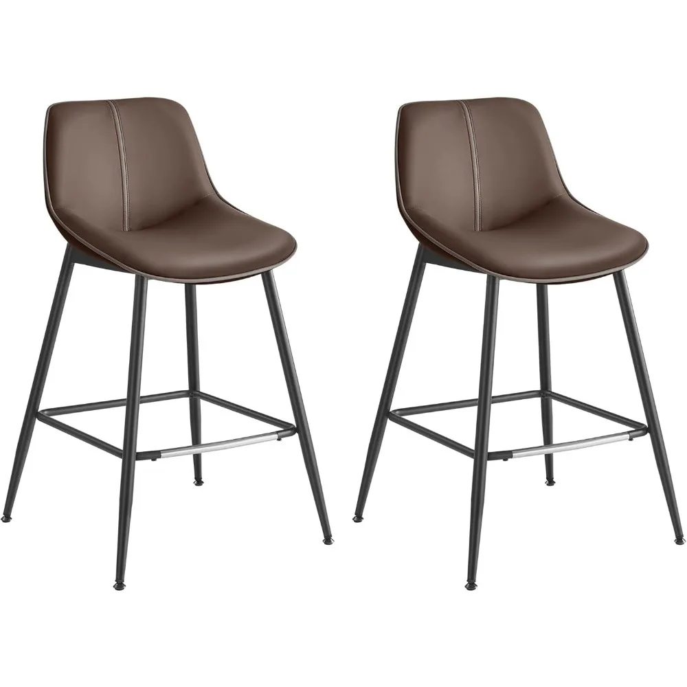 

Bar Stools Set of 2, Counter Height Bar Stools with Back, Ergonomic Backrest, Synthetic Leather, Metal Legs