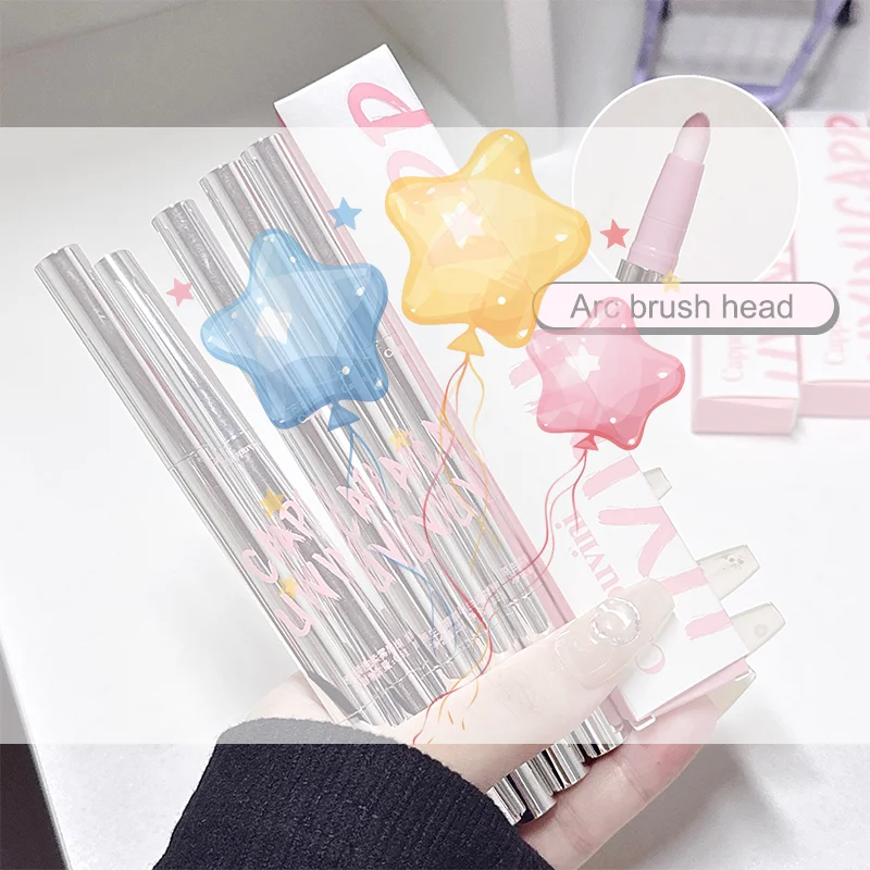 1 個の両頭ヌードマットリップライナーふわふわリップブラシ付きリップメイクアップロングラストベルベットマットミスト口紅アウトライン唇