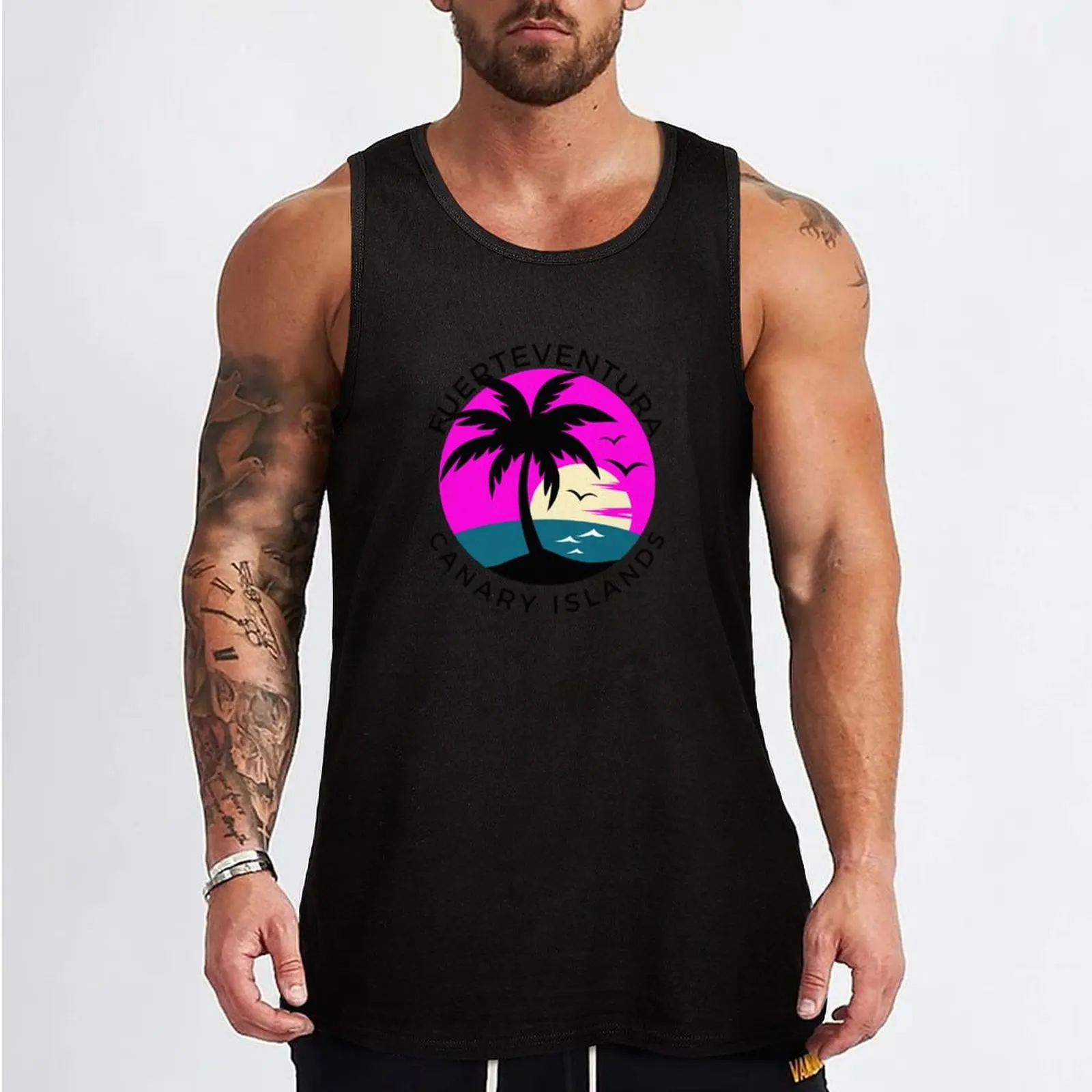 Retro Fuerteventura Canary Islands Tank Top anime t-shirts gym clothing men