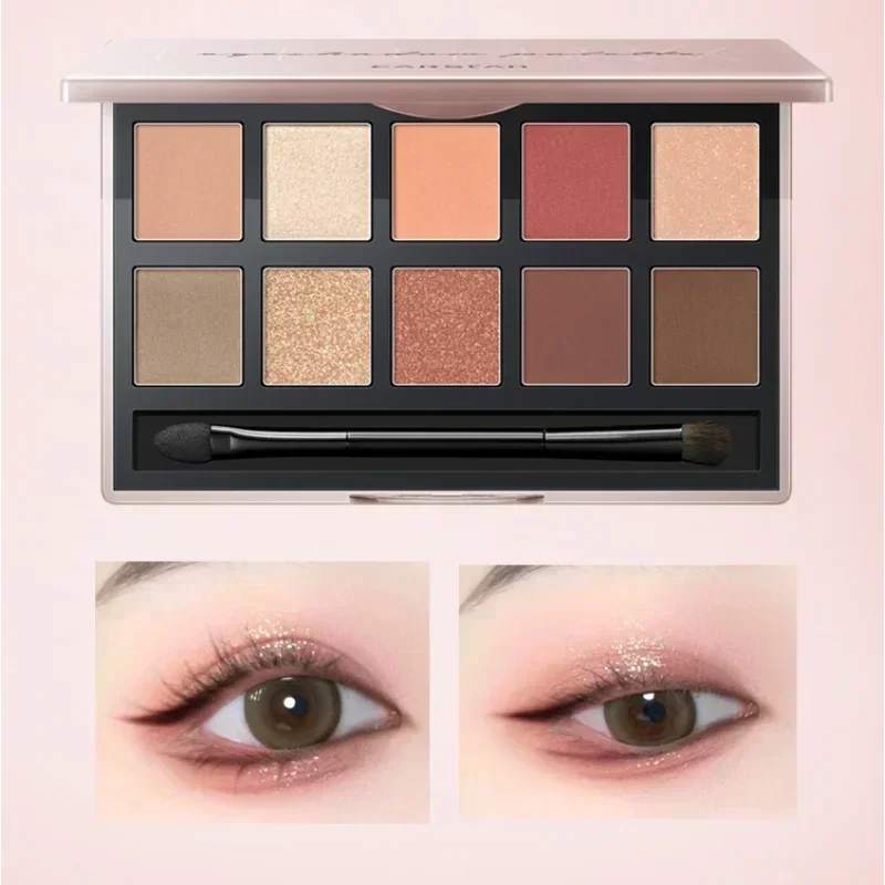 Carslan 10-Color Silky Twinkle Comprehensive Eyeshadow Palette Natural Matte Glitter Pearly Blush Highlighter Makeup cosmetics