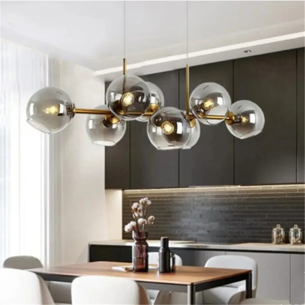 Modern Glass Ball Lampshade Pendant Lights Living Dining Room Furniture Bedroom Home Decor Indoor Lighting Lustre Salon Fixtures