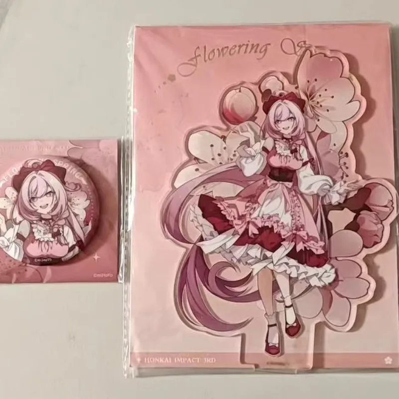 2Pcs/Set Game  Elysia 58mm Badge With Acrylic Figure Stand Model Plate Desk Decor Birthday Gift