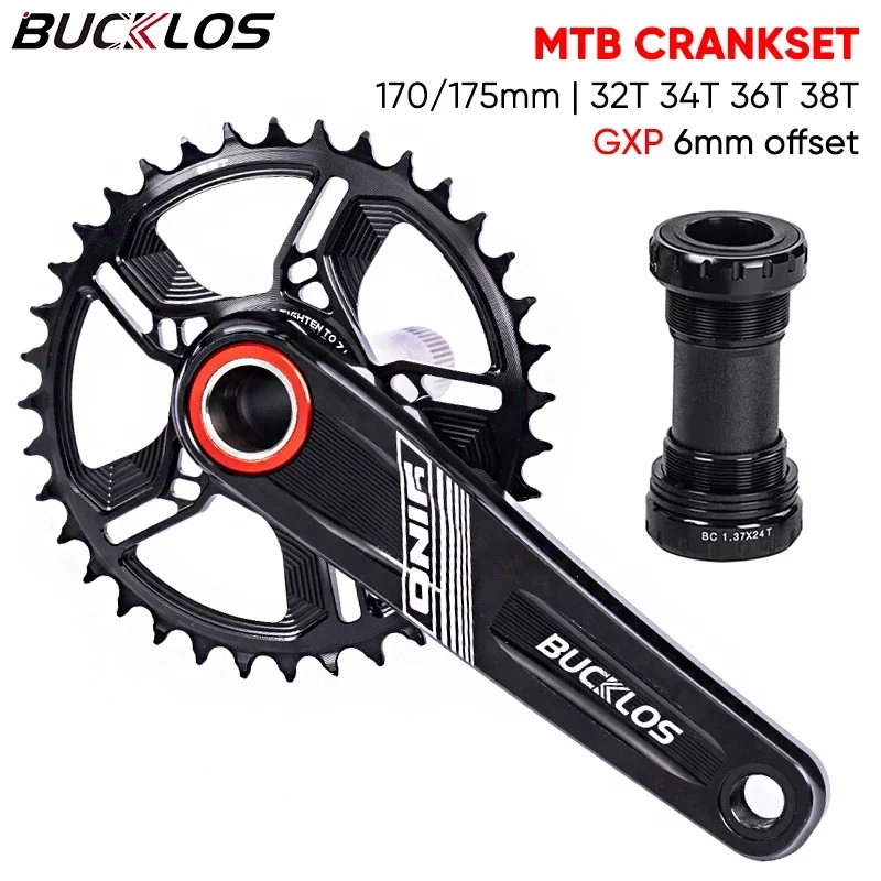 

BUCKLOS For GXP Crankset Hollowtech MTB Crankset Intergrated fire Crank arms Narrow Wide Chainrins 175mm Crank with BB Bike Part