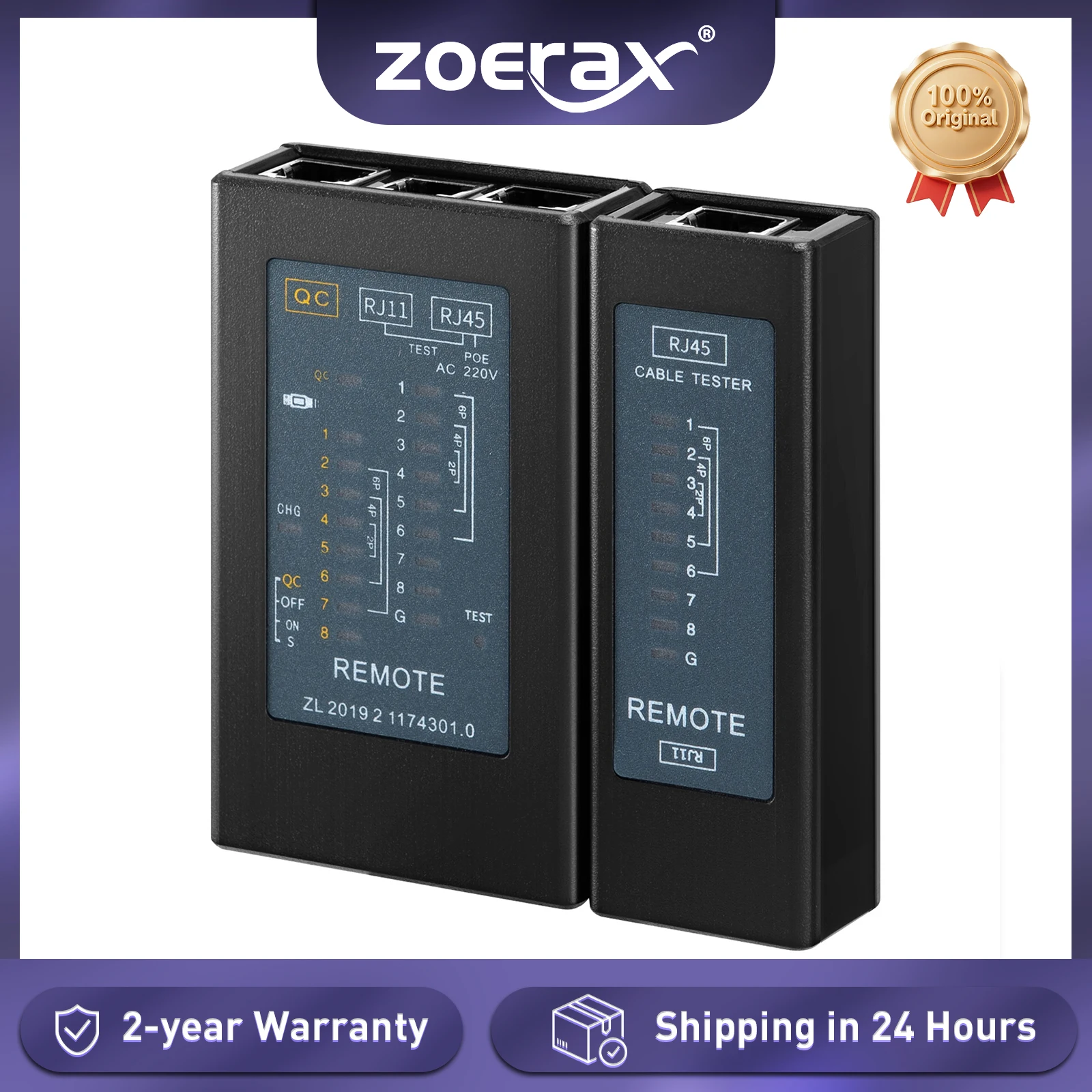 جهاز اختبار كابل شبكة ZoeRax مع كشف منفذ RJ45 أحادي الطرف لـ RJ45/11/12 اختبار كابل الرأس الواحد STP UTP (إصدار الشحن)