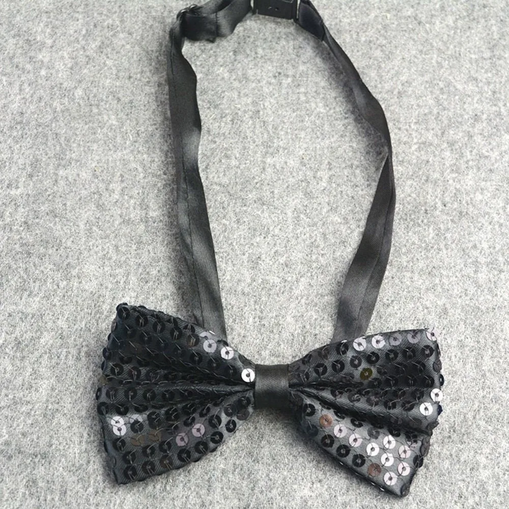 Kids Sequin Children Bow Tie Adjustable Handsome Bowknot Decoration Pre-Tied Stage Performance Costume Graduation Photo Props