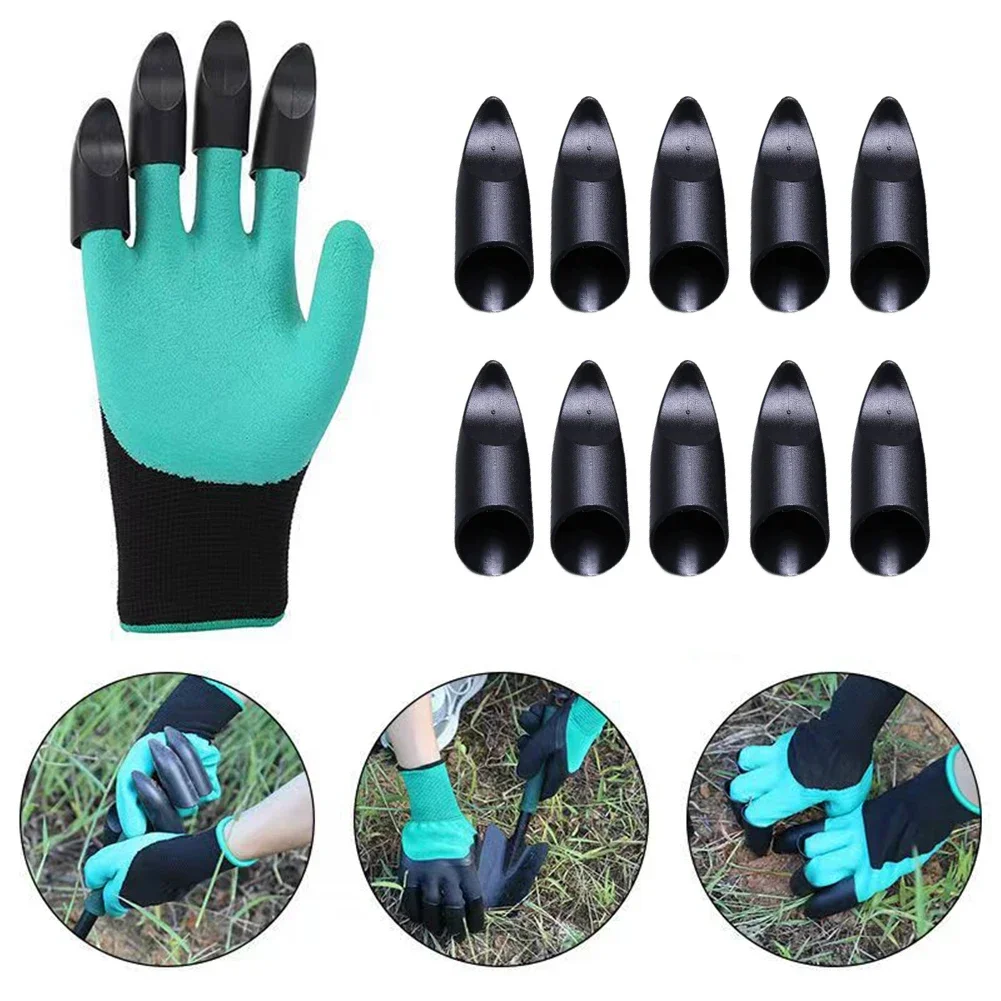 10Pcs Hand Claw ABS Plastic Garden Rubber Gloves Gardening Digging Planting Durable Waterproof Work Glove Outdoor Gadgets